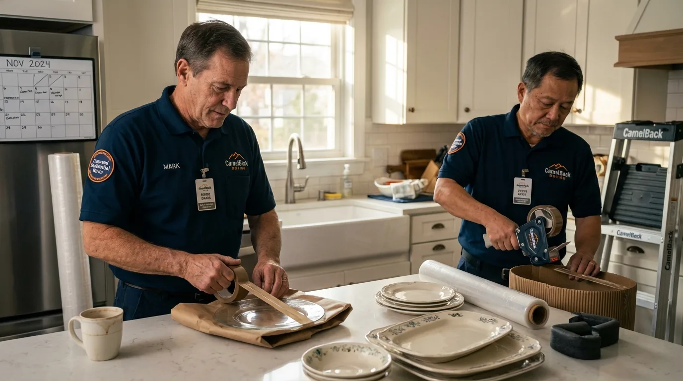 Professional crew packing kitchen dishware in Browns Mills, NJ